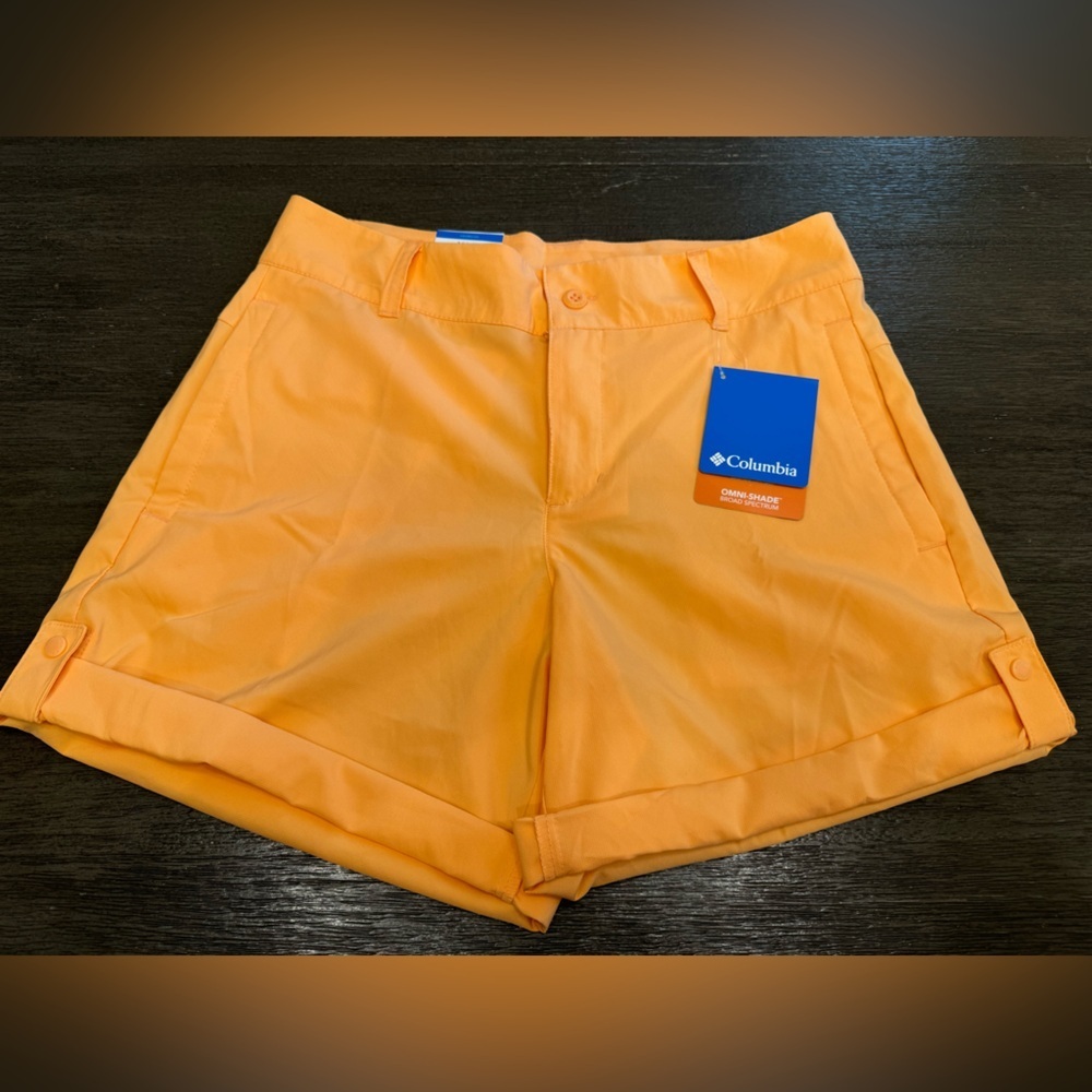 Columbia Women's Orange Active Fit Cuffed Silver Ridge Utility Shorts Size 6